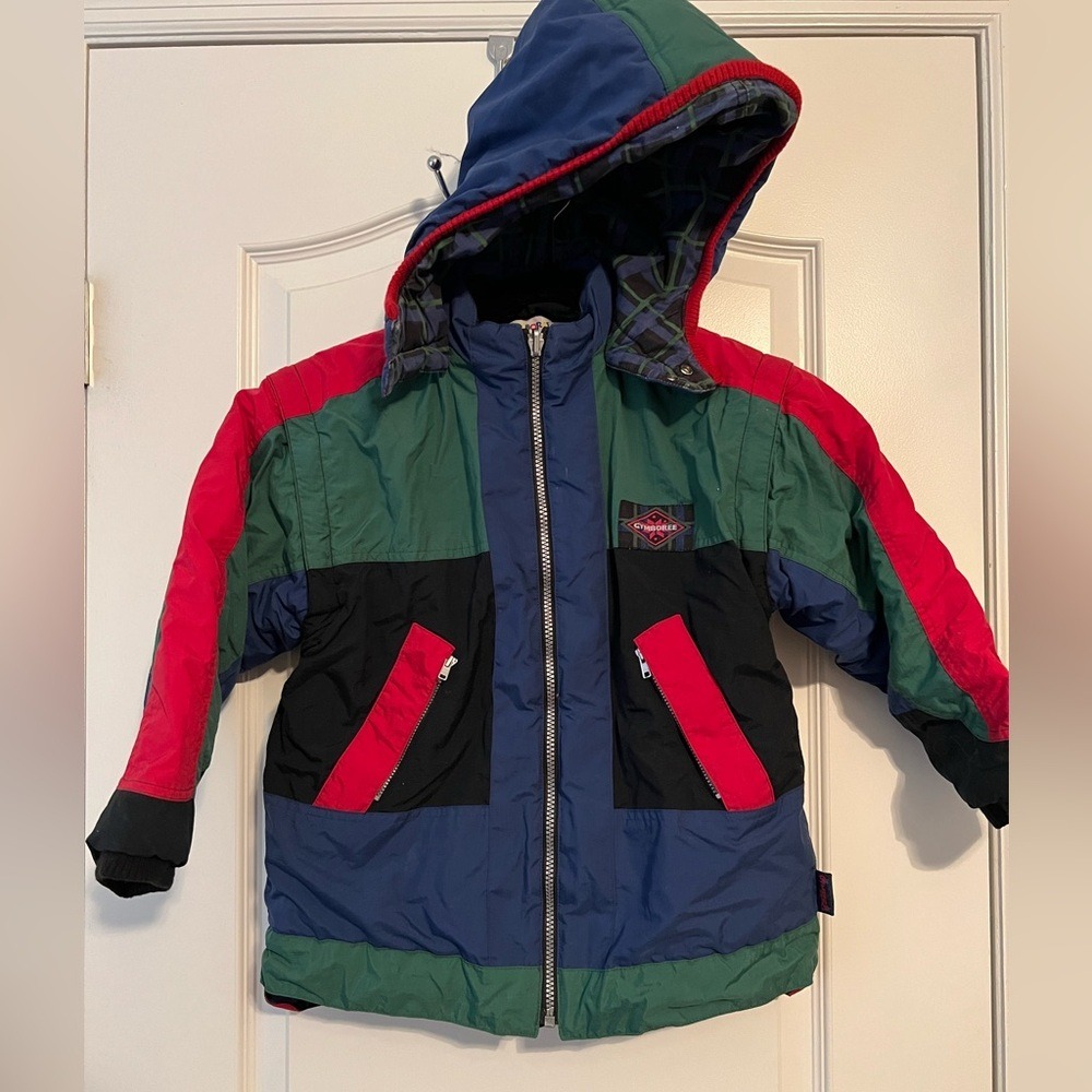 Vintage Gymboree Colorblock Puffer Jacket Kids XX-Large 6-7 Blue Green Red Coat